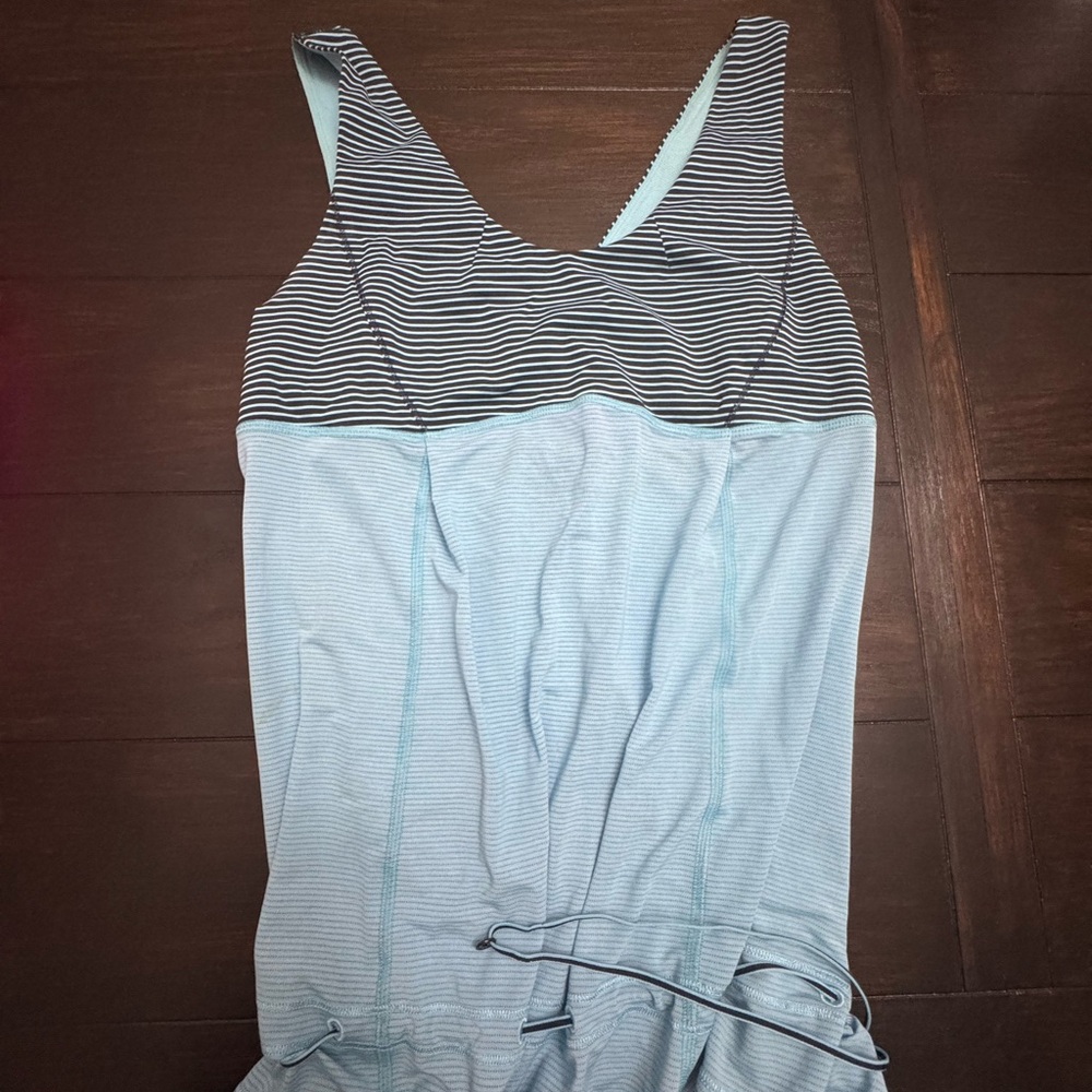Lululemon Athletica Striped Blue Tank Top